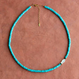 Turquoise & Mother Of Pearl Fish Necklace