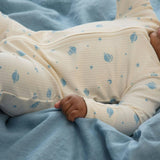 Space Ribbed Clever Zip Baby Pajamas