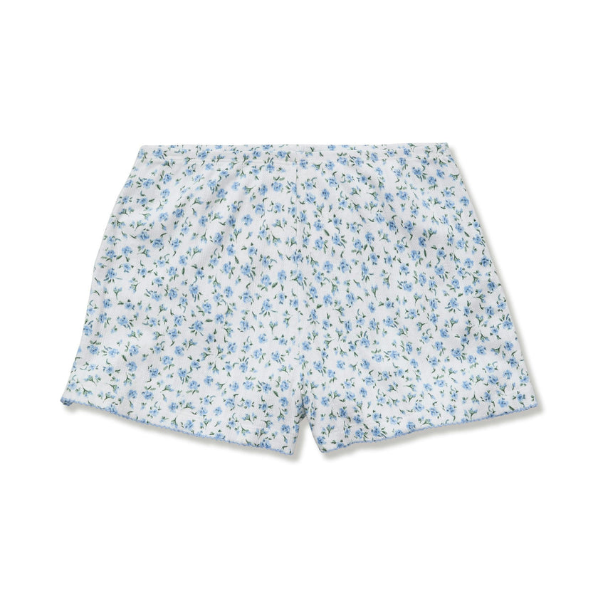 Women's Pointelle Shorts in Blue Floral