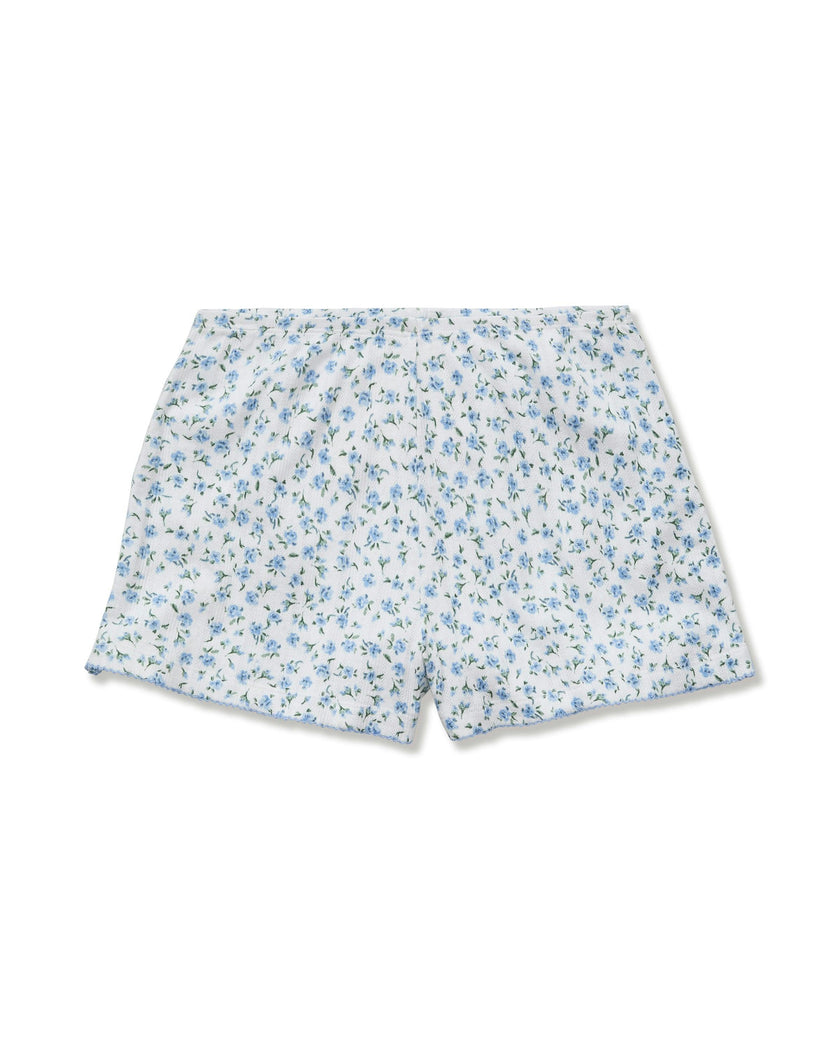 Women's Pointelle Shorts in Blue Floral