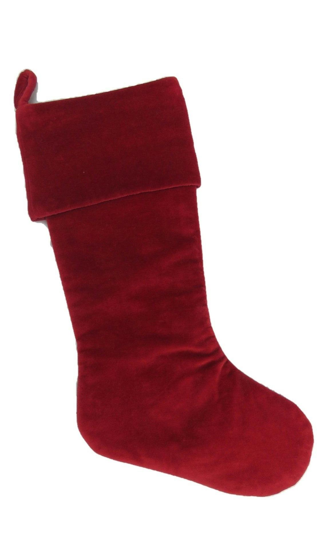 Classic Garnet Red Velvet Handmade Christmas Stocking- 20