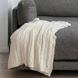 Textured Sustainable Knit Throw Blanket - Chunky Cable