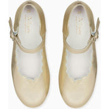 Gold Leather Girl Scallop Mary Jane Shoes