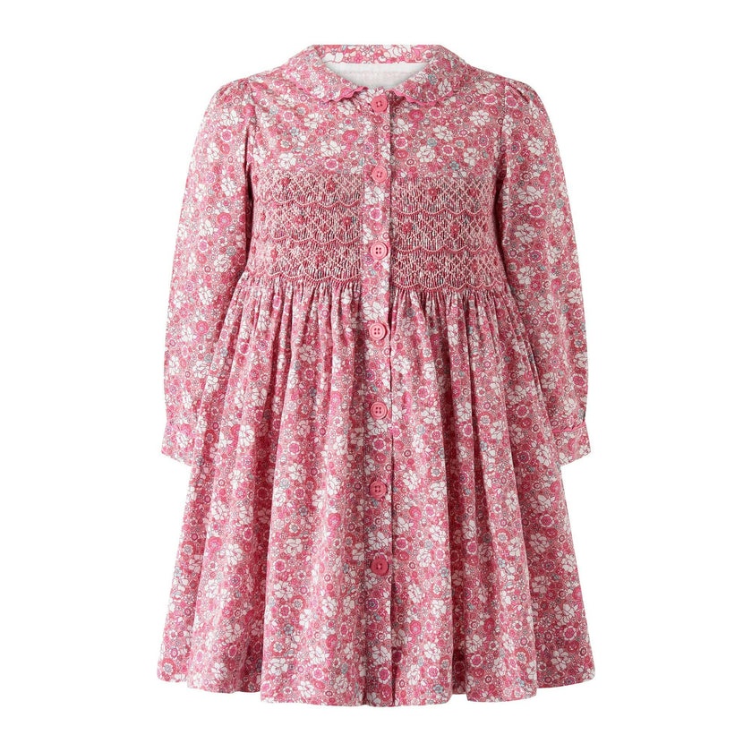 English Garden Smocked Button-Front Dress