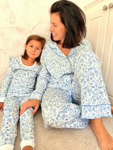 Floral Bunnies Woman's Pima Cotton Long Pajama Set
