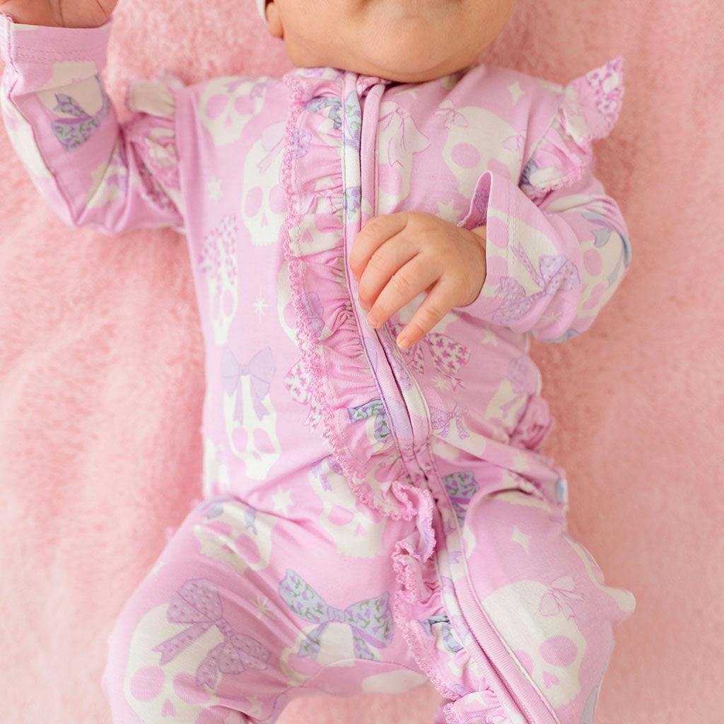 Ms. Kelly Picot Footie Ruffled Zippered One Piece