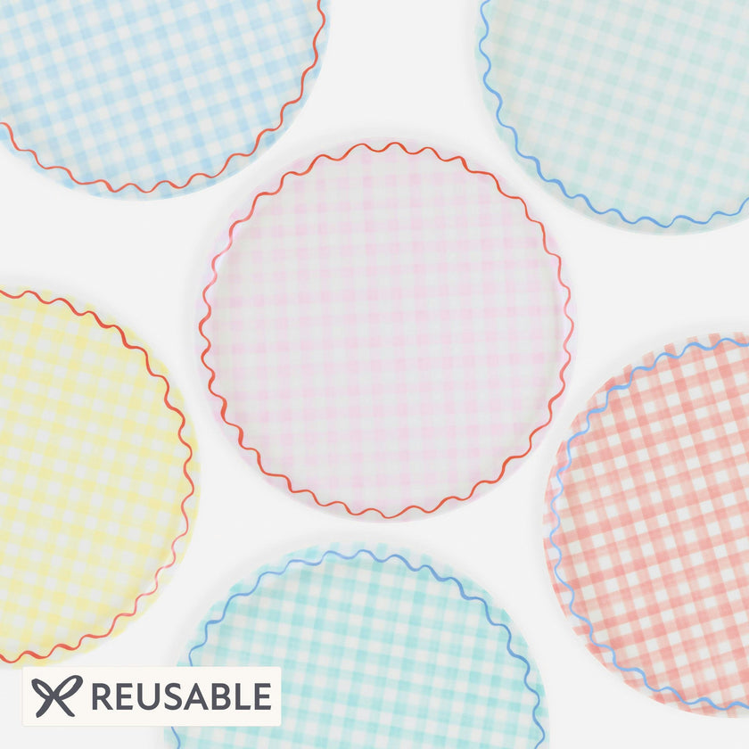 Gingham Reusable Large Plates