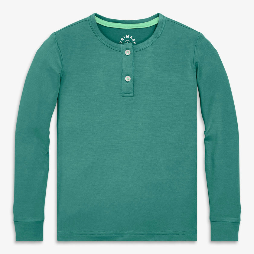 Kids stretch modal long sleeve henley PJ top