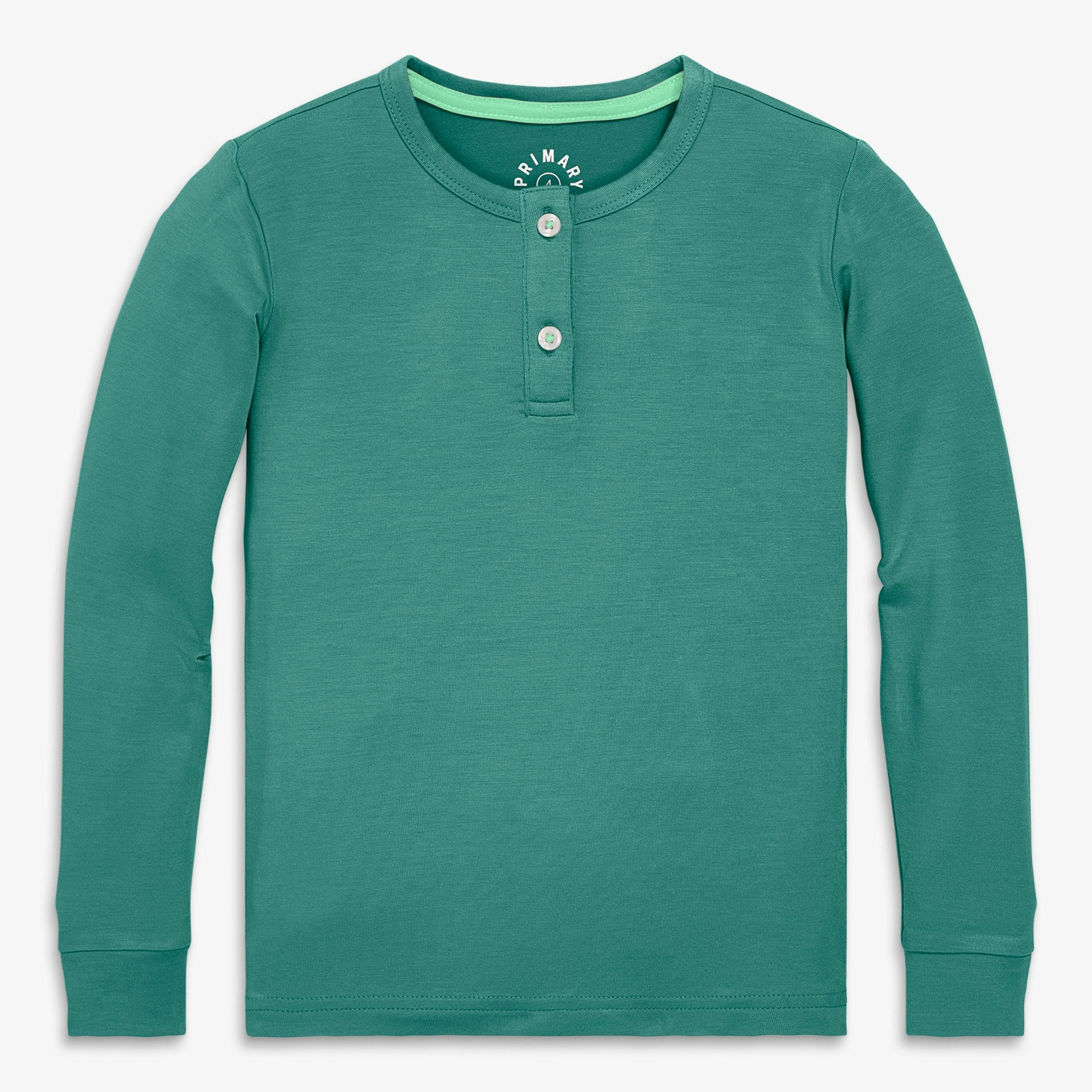 Kids stretch modal long sleeve henley PJ top