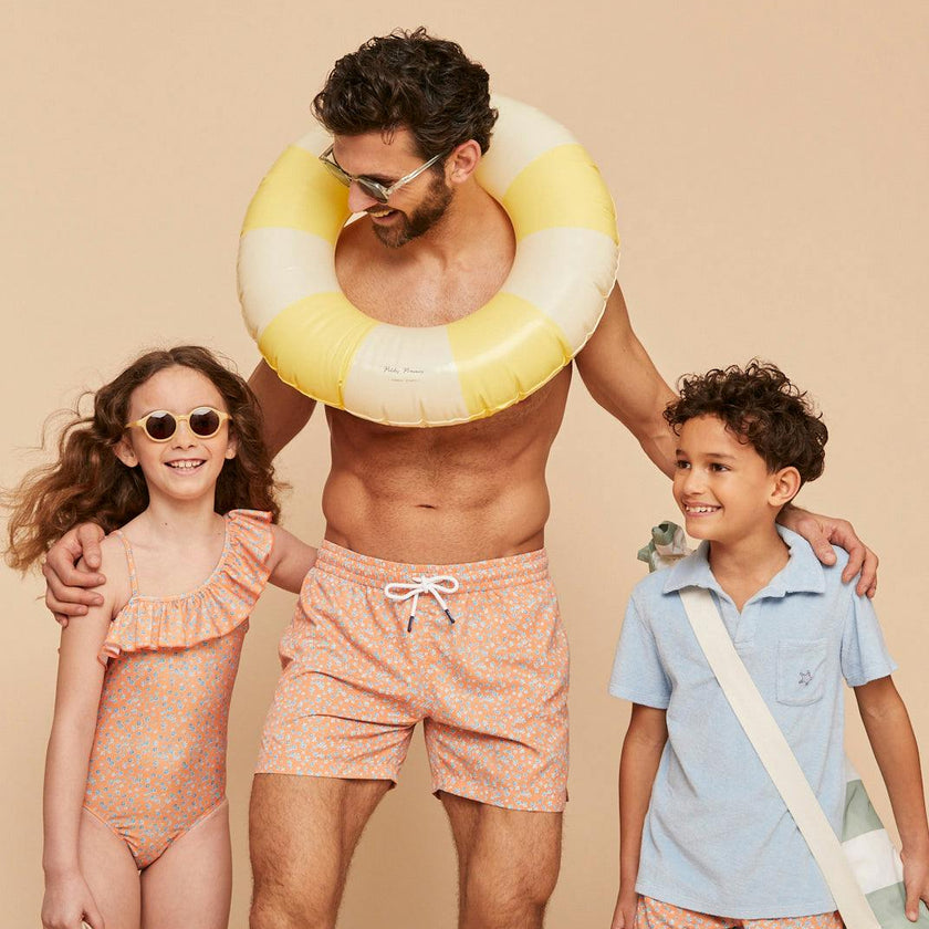 Orange Flowers Boys' Swim Shorts