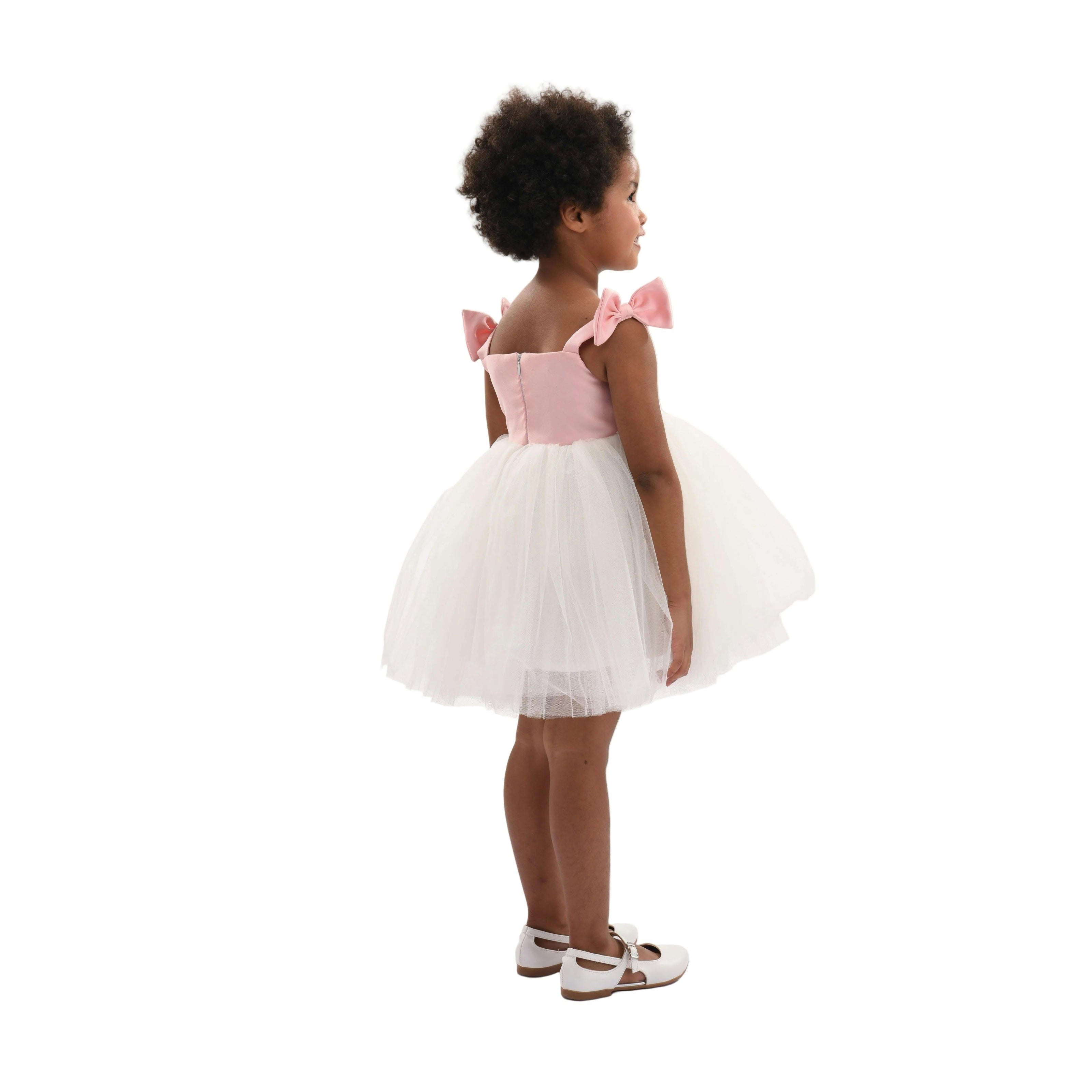 Light Pink Bodice Dress with White Tulle Skirt