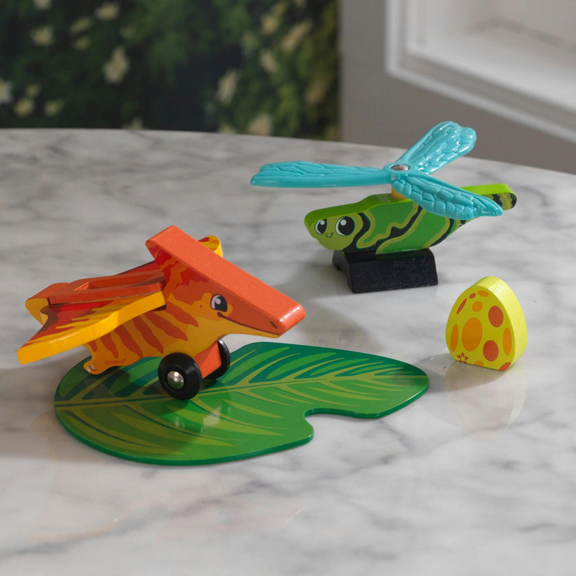 Adventure Tracks™: Dino World Prehistoric Pals: Flyers Wooden Train Track Vehicles