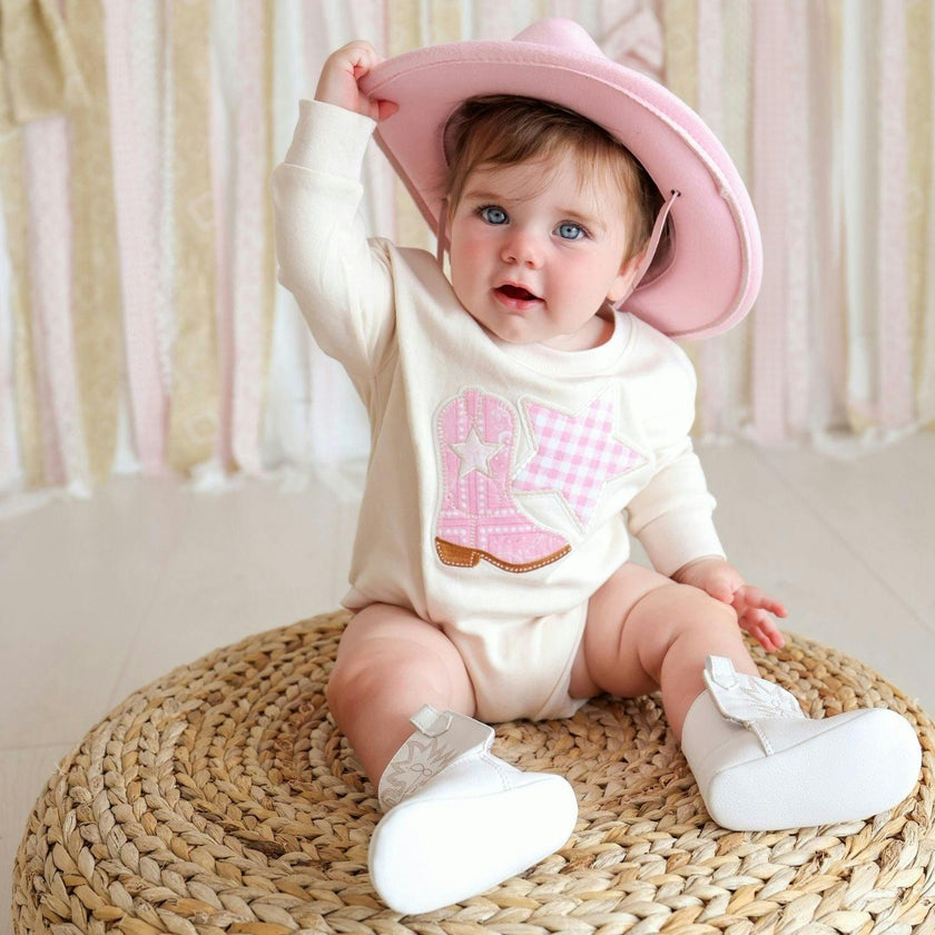 Bandana Cowgirl Patch Western Long Sleeve Romper