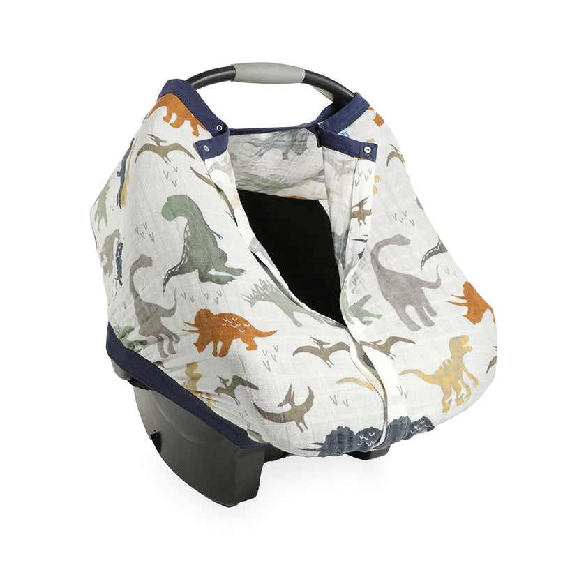 Cotton Muslin Car Seat Canopy - Dino Friends
