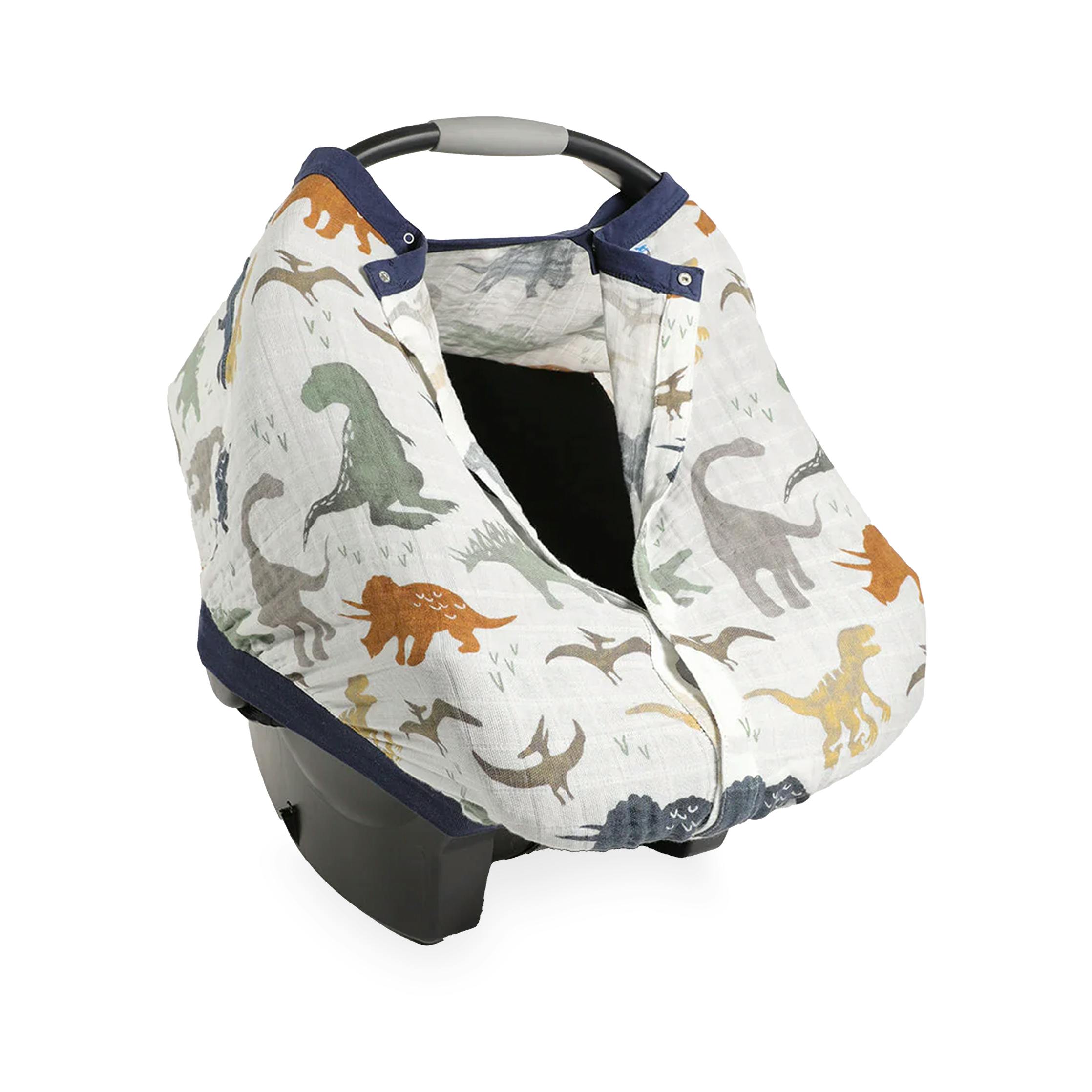 Cotton Muslin Car Seat Canopy - Dino Friends