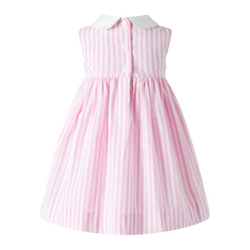Bow Smocked Striped Dress and Bloomers