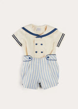 Regency Stripe Mariner Collar Two Piece Set With Bloomers in Blue (6mths-4yrs)