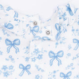 Blue Bows and Flowers - Long Sleeve Ruffle Top and Pant