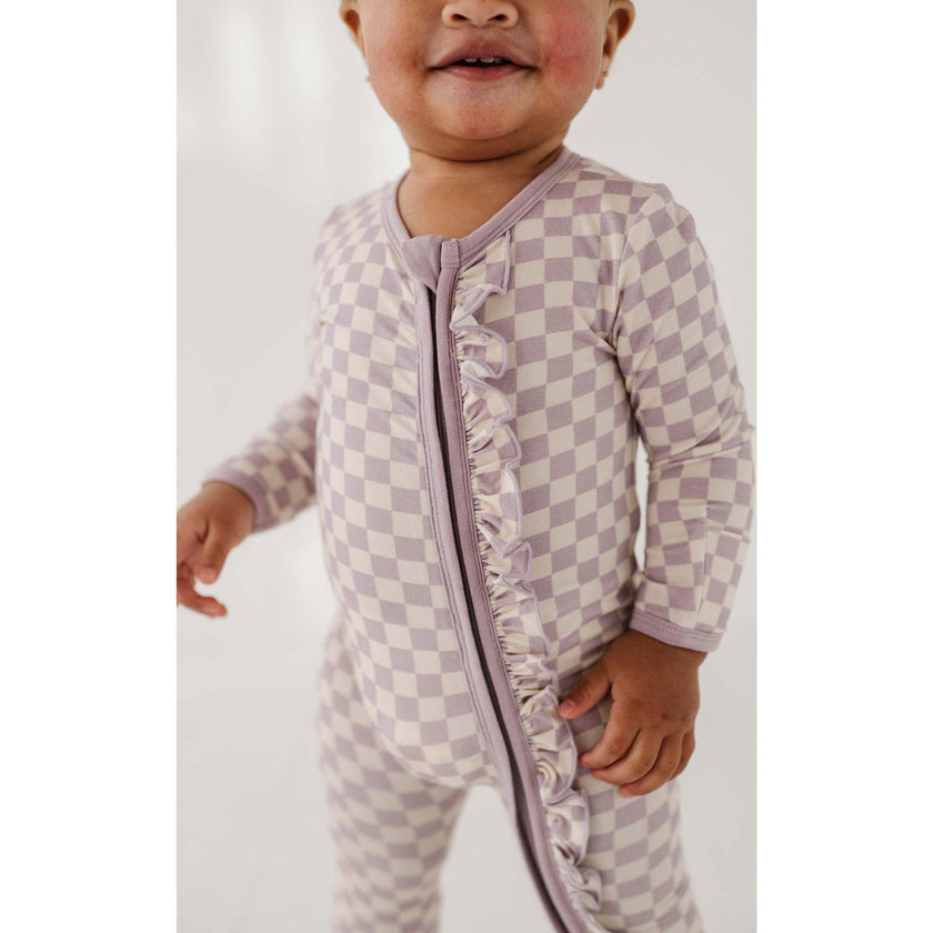 Footie Romper Lavender Cloud Checkered