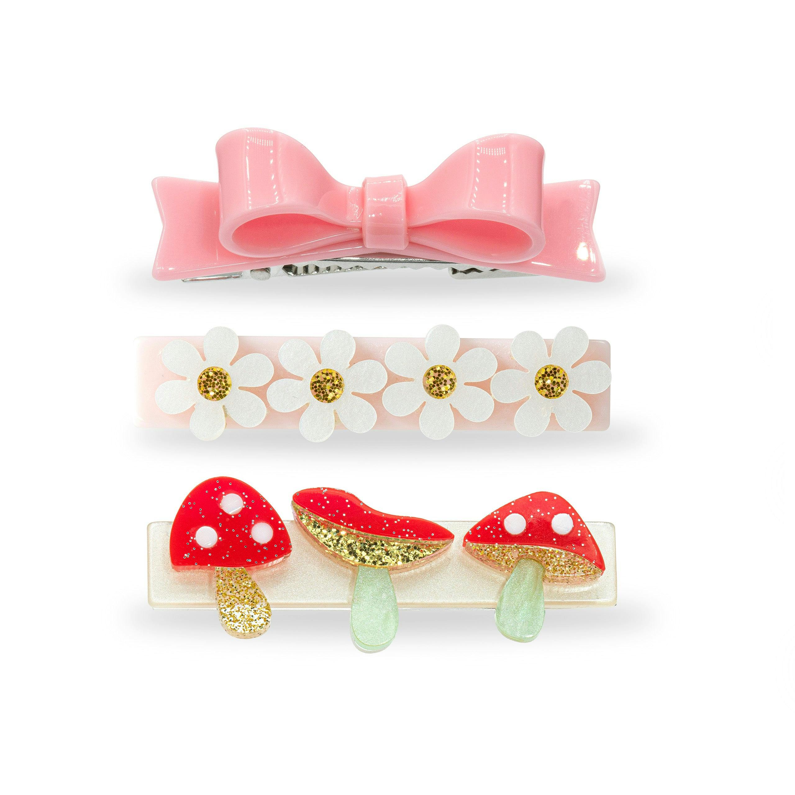 Mushroom Red and Bow Hair Clips -SPR