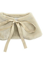 Beige Ribbon-Tie Faux Fur Collar