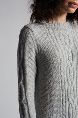 Women's Lora Ribbed Hem Long Sleeve Cable Knit Sweater Dress