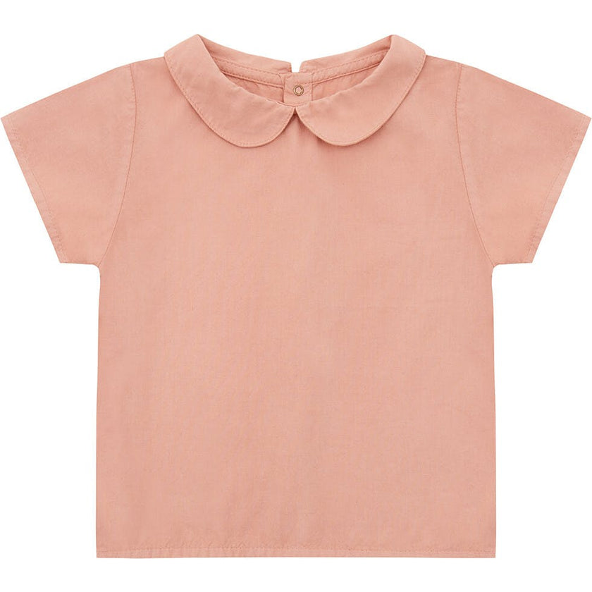 Organic Short Sleeve Woven Collared Shirt, Pink