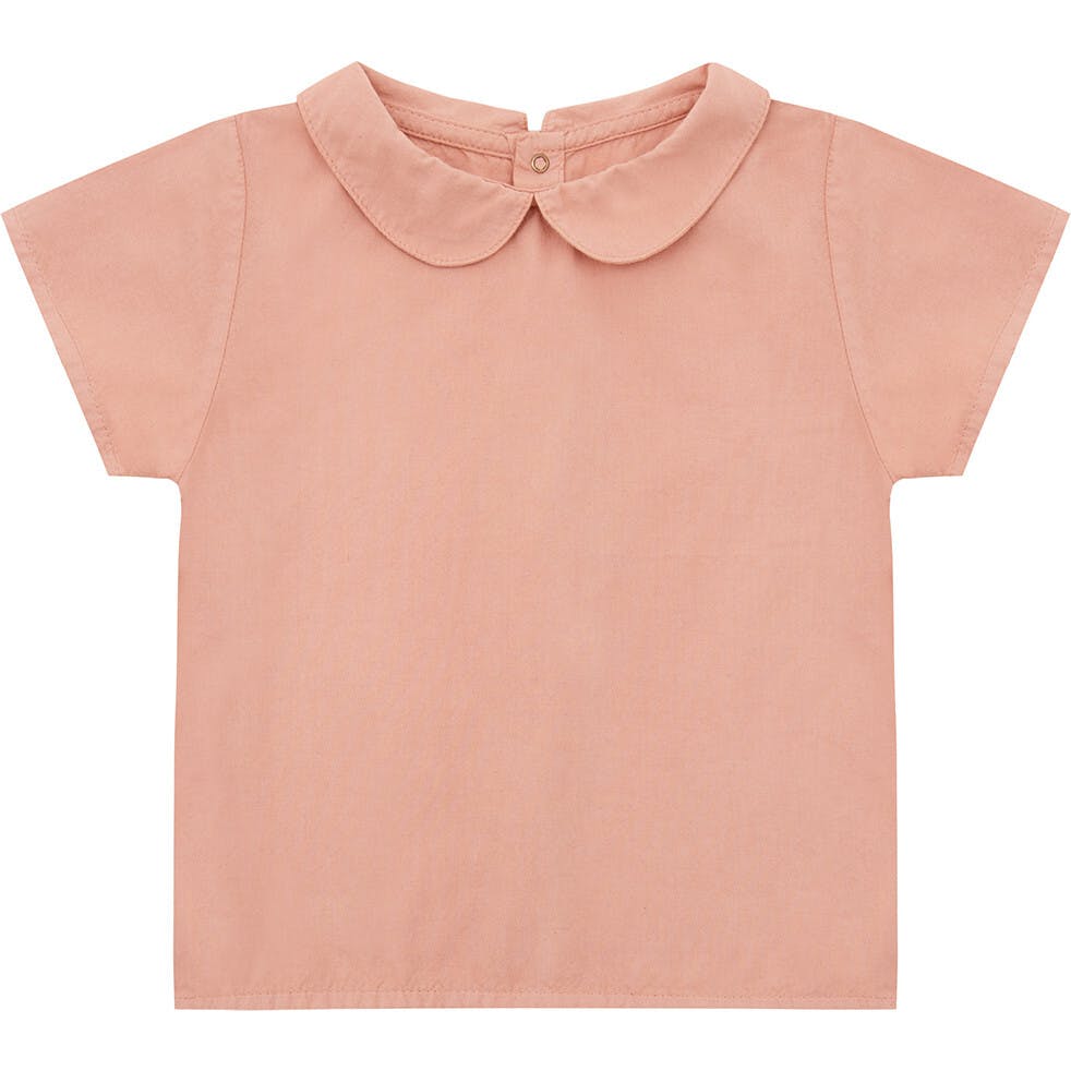 Organic Short Sleeve Woven Collared Shirt, Pink