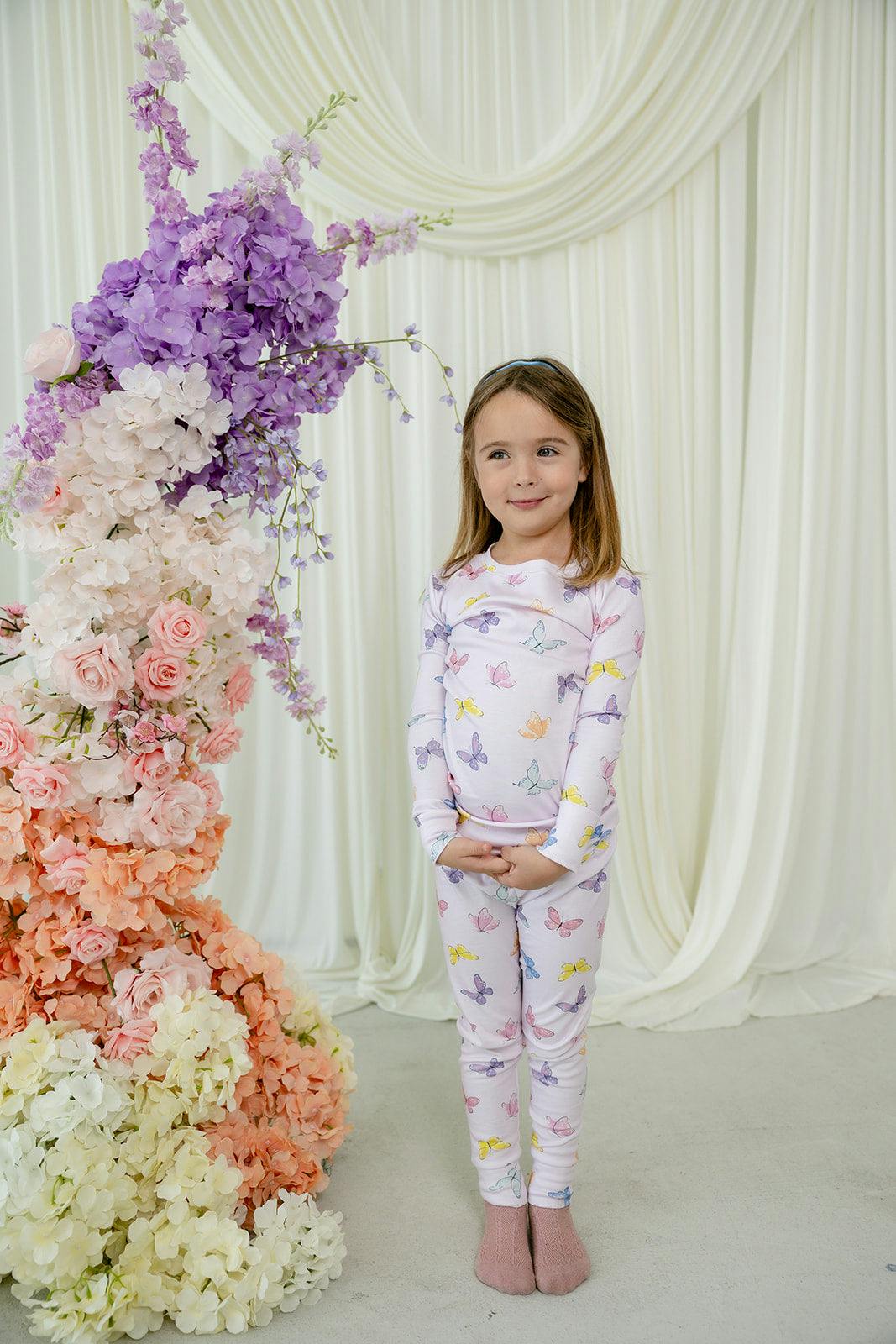 Butterfly Pima Cotton Long Sleeve Pajama Set