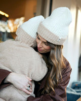 2-Tone Ribbed Beanie - Fuzzy