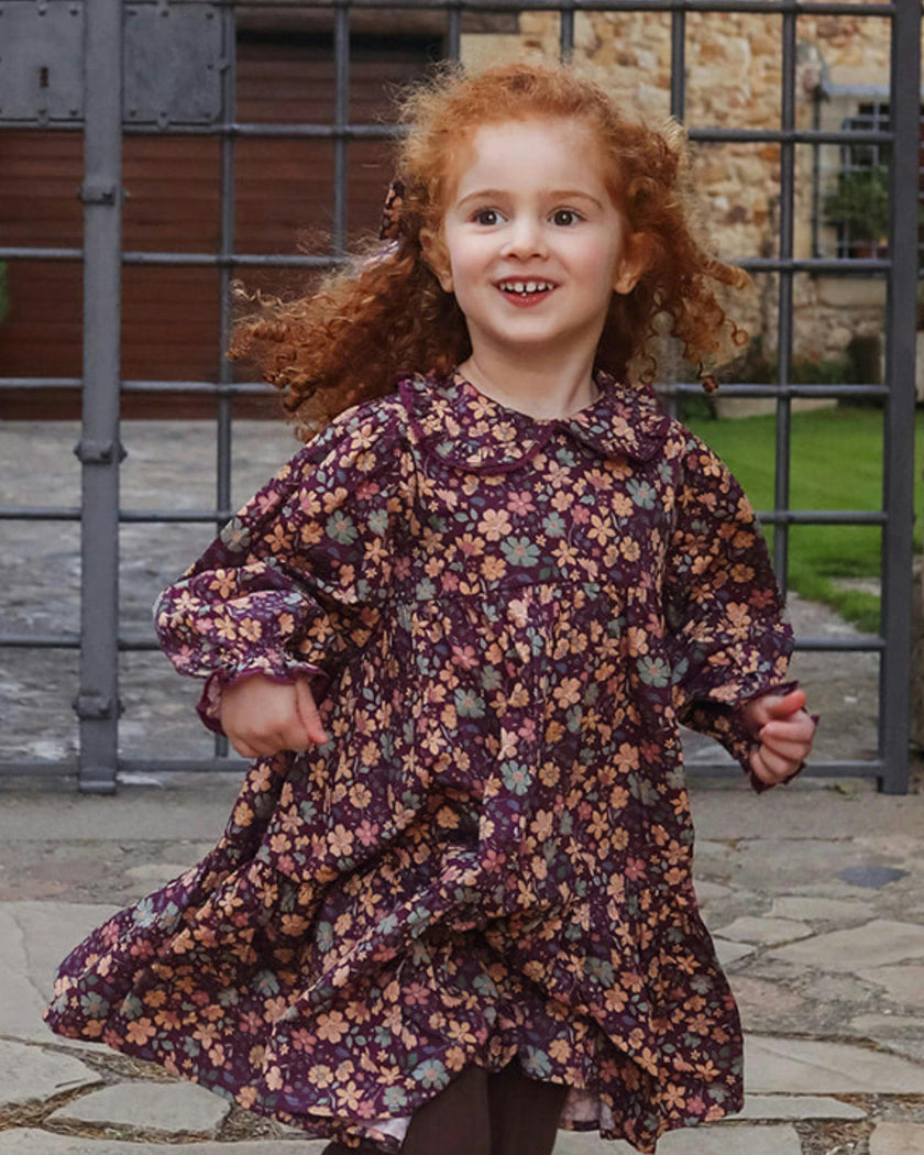 Marguerite Dress - Garden Flowers Plum