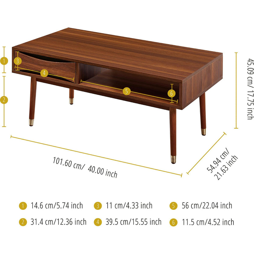 Dawson Modern Wooden Coffee Table with Storage