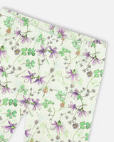 Jersey Tunic And Cotton Capri Set Lavender And Green Printed Flowers