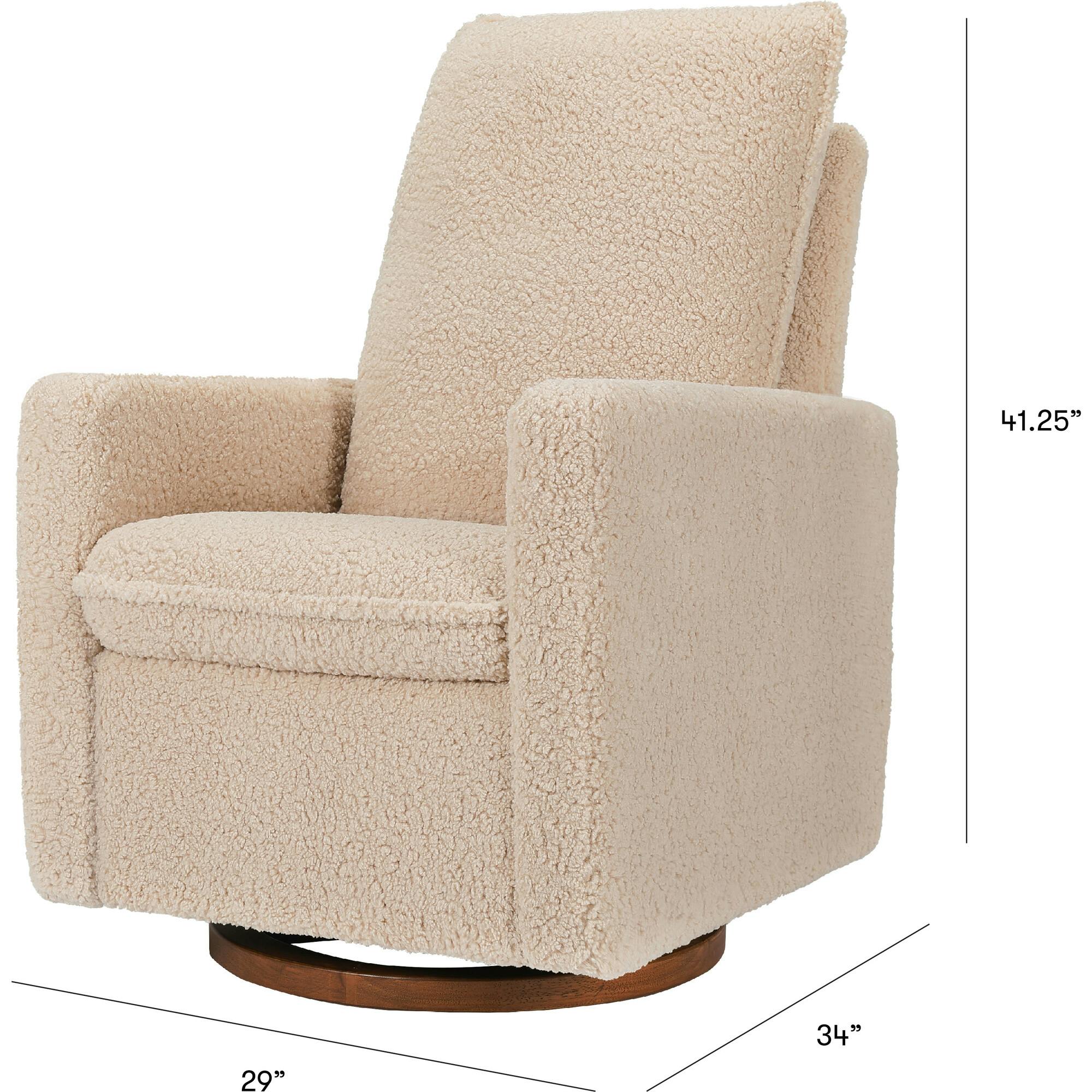 Cali Pillowback Shearling Swivel Glider
