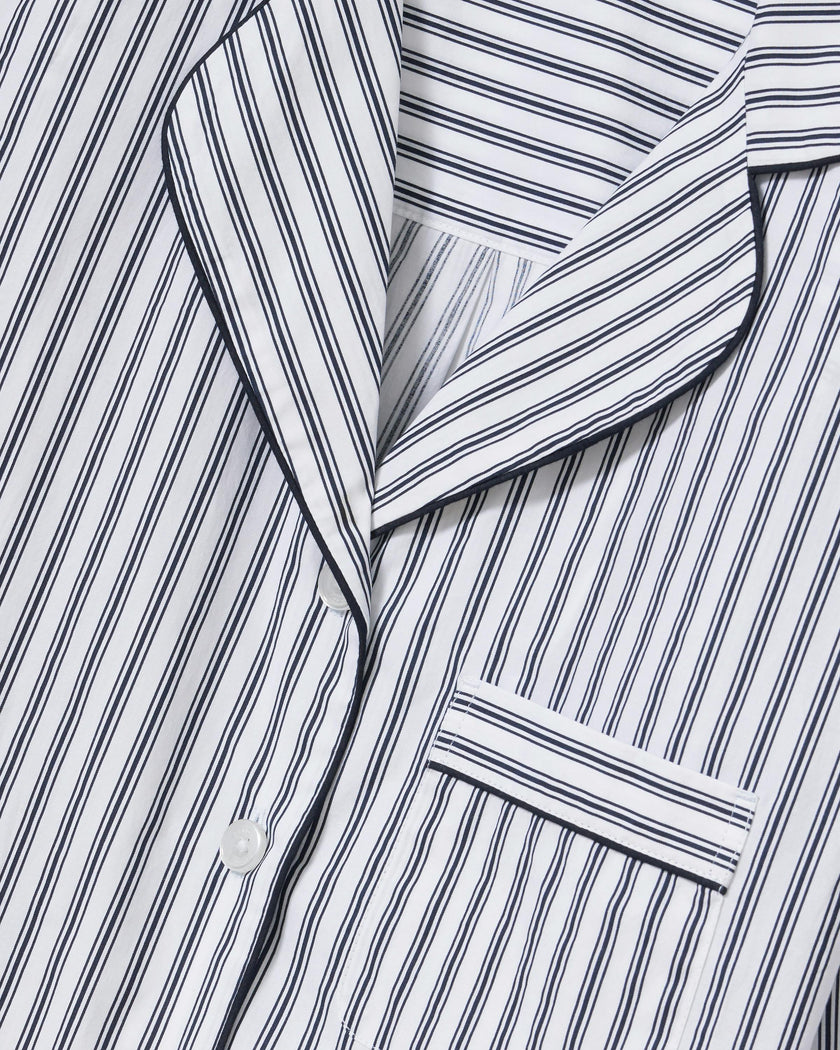 The Celine Poplin Pajama Set in Navy French Ticking