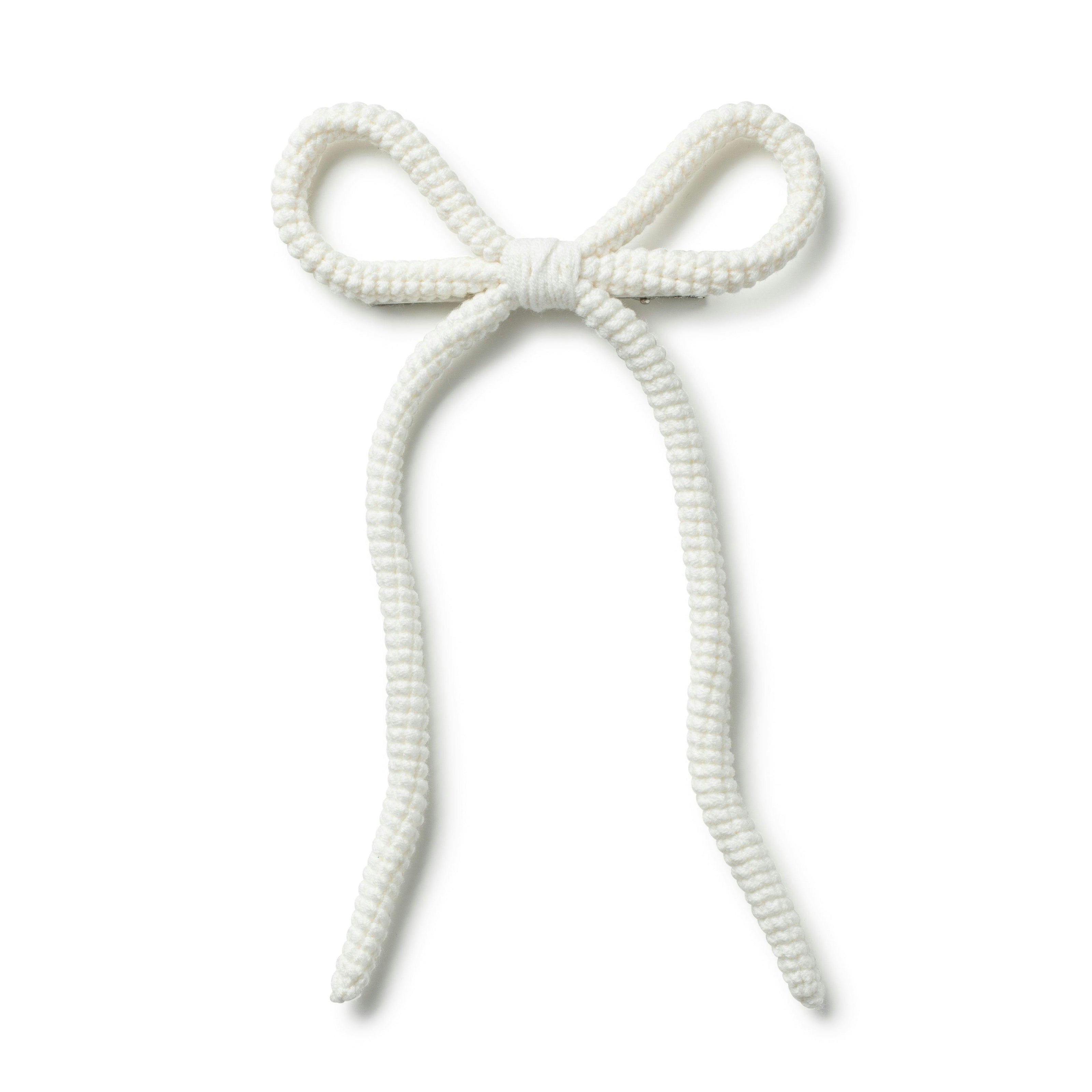 Halo Luxe Juliana Textured Knit Long Tail Clip - White