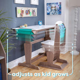 Grow Together™ Pocket Adjustable Wooden Desk and Chair – Gray Ash
