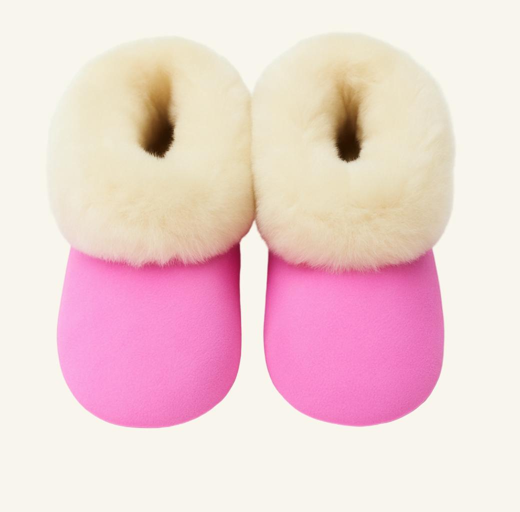 Kids Genuine Alpaca Fur Slippers | Handmade in Peru | Naturally Hypoallergenic | Lavender Plum