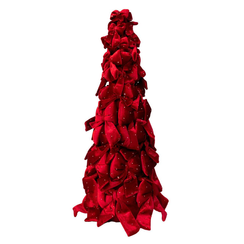 Kurt Adler 15.75-Inch Burgundy Bow Tree With Diamond Gemstones
