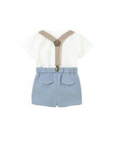 White & Blue Suspenders Set