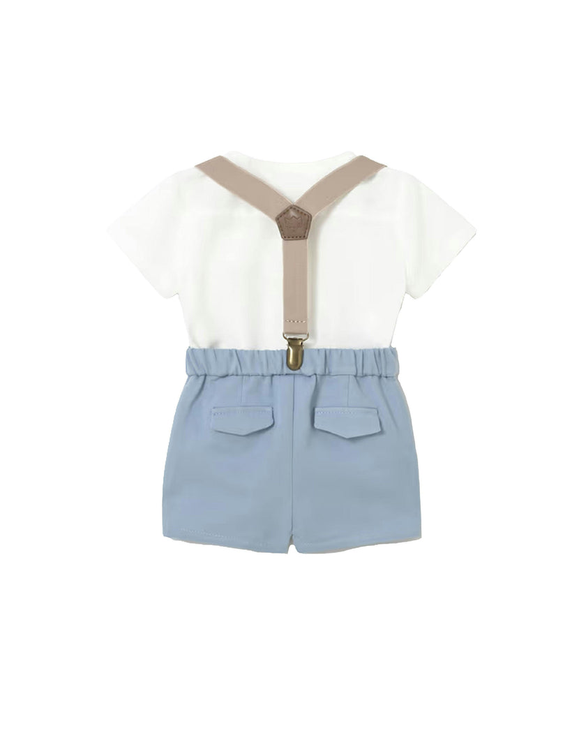White & Blue Suspenders Set