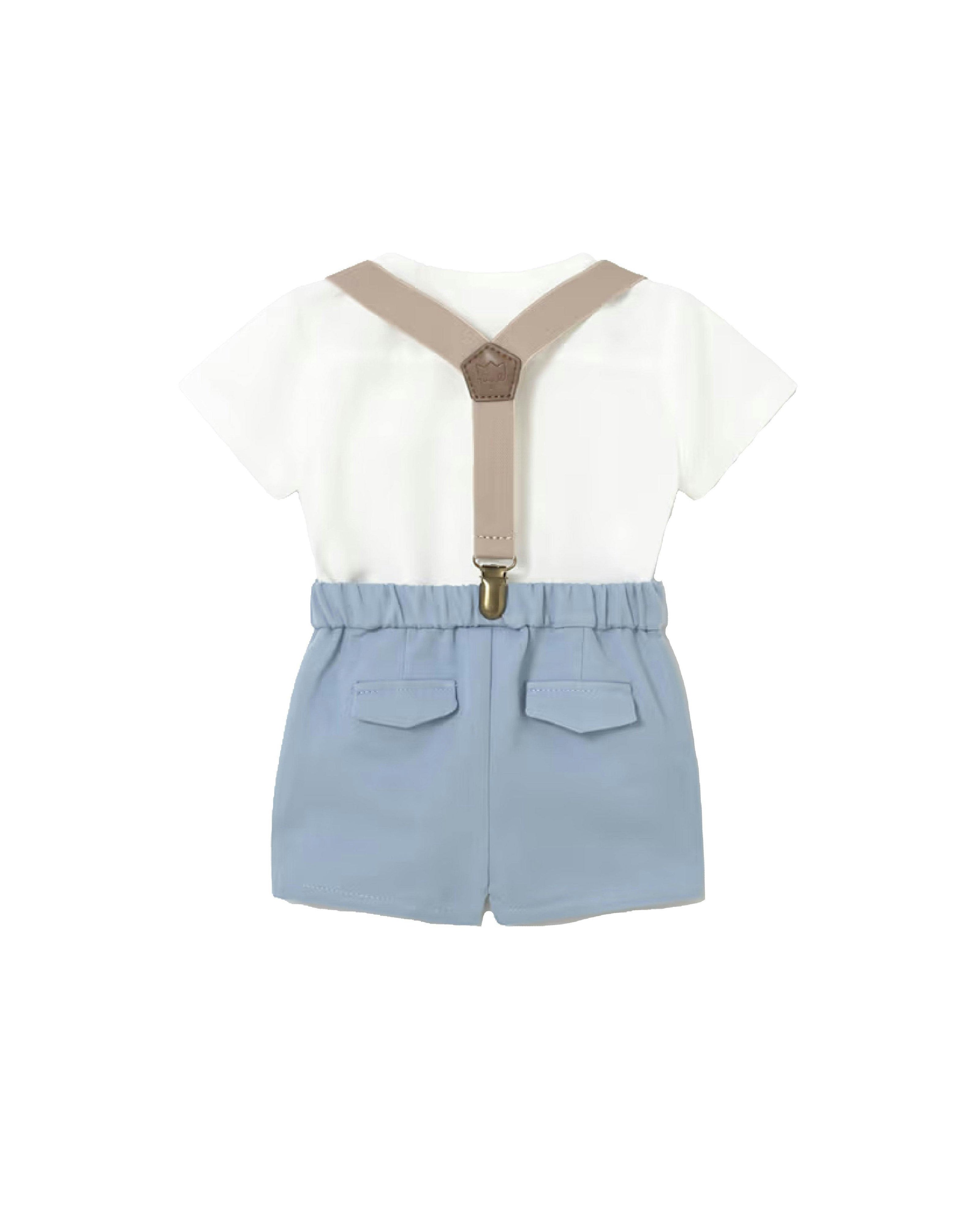 White & Blue Suspenders Set