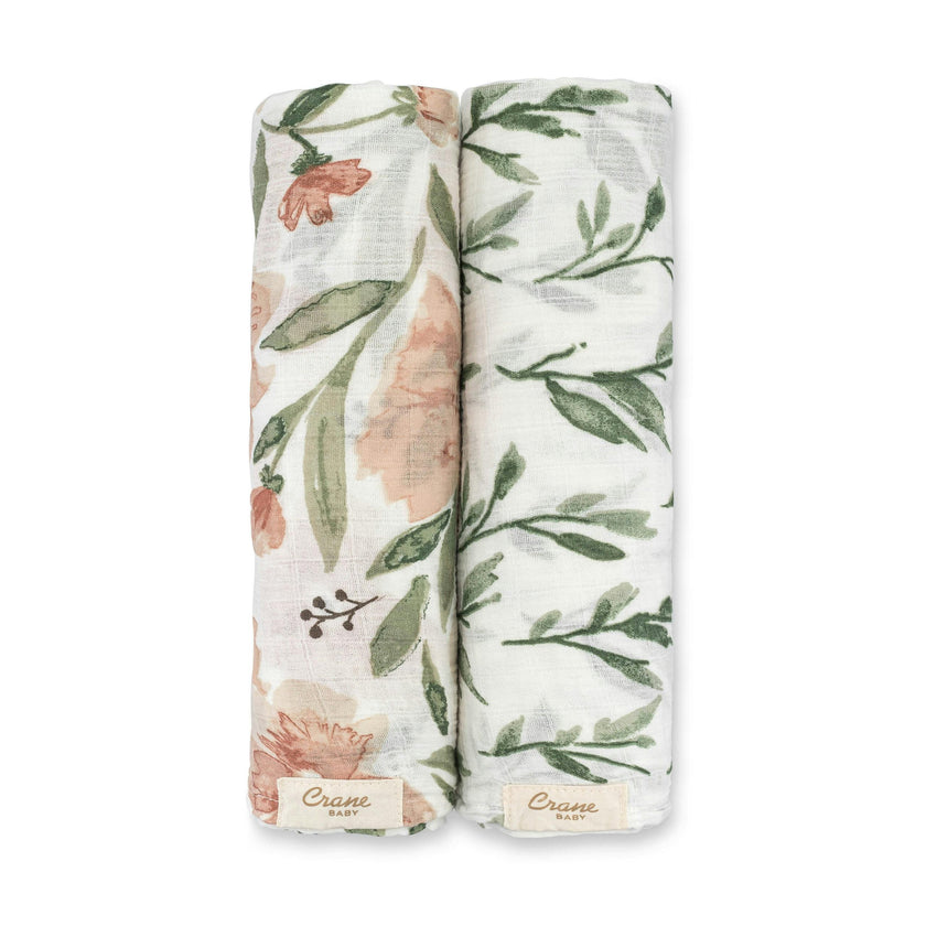 Parker Cotton Muslin Swaddle Blanket Set (Floral, Set of 2)