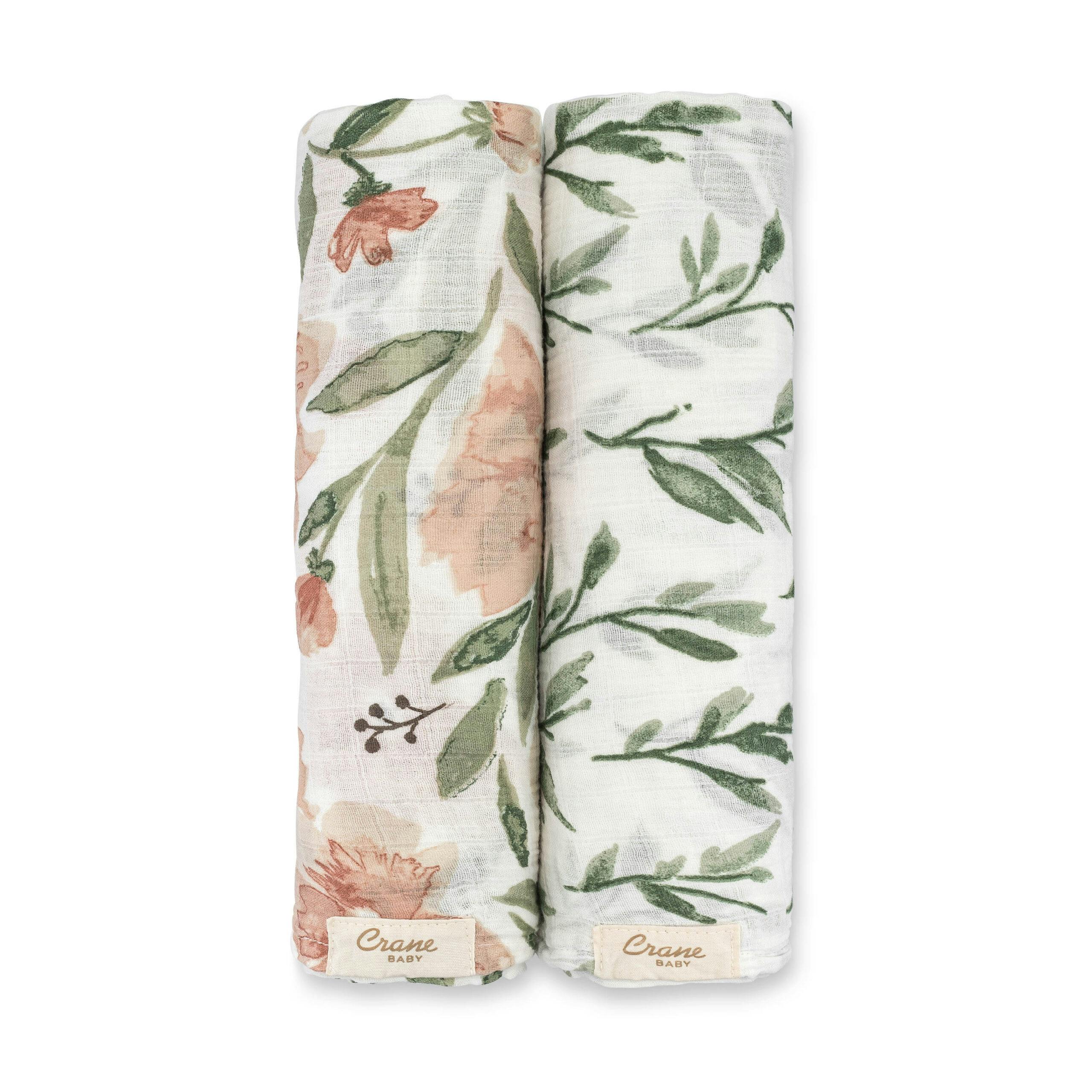 Parker Cotton Muslin Swaddle Blanket Set (Floral, Set of 2)