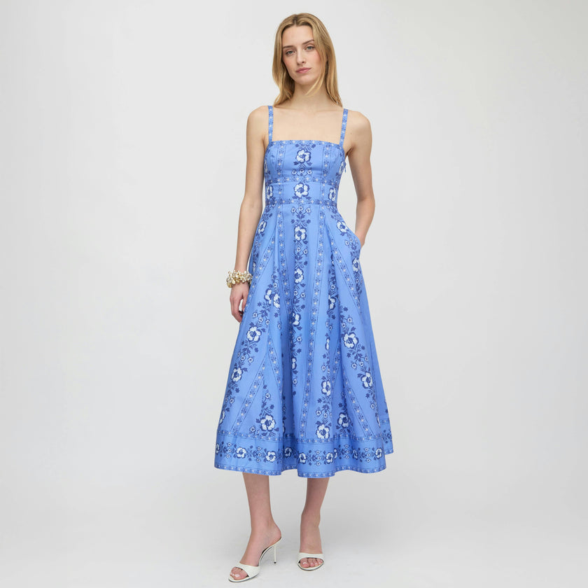The Margot Dress - Blue Arcadia Border