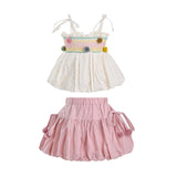 Pink Pom-Pom Skirt Set