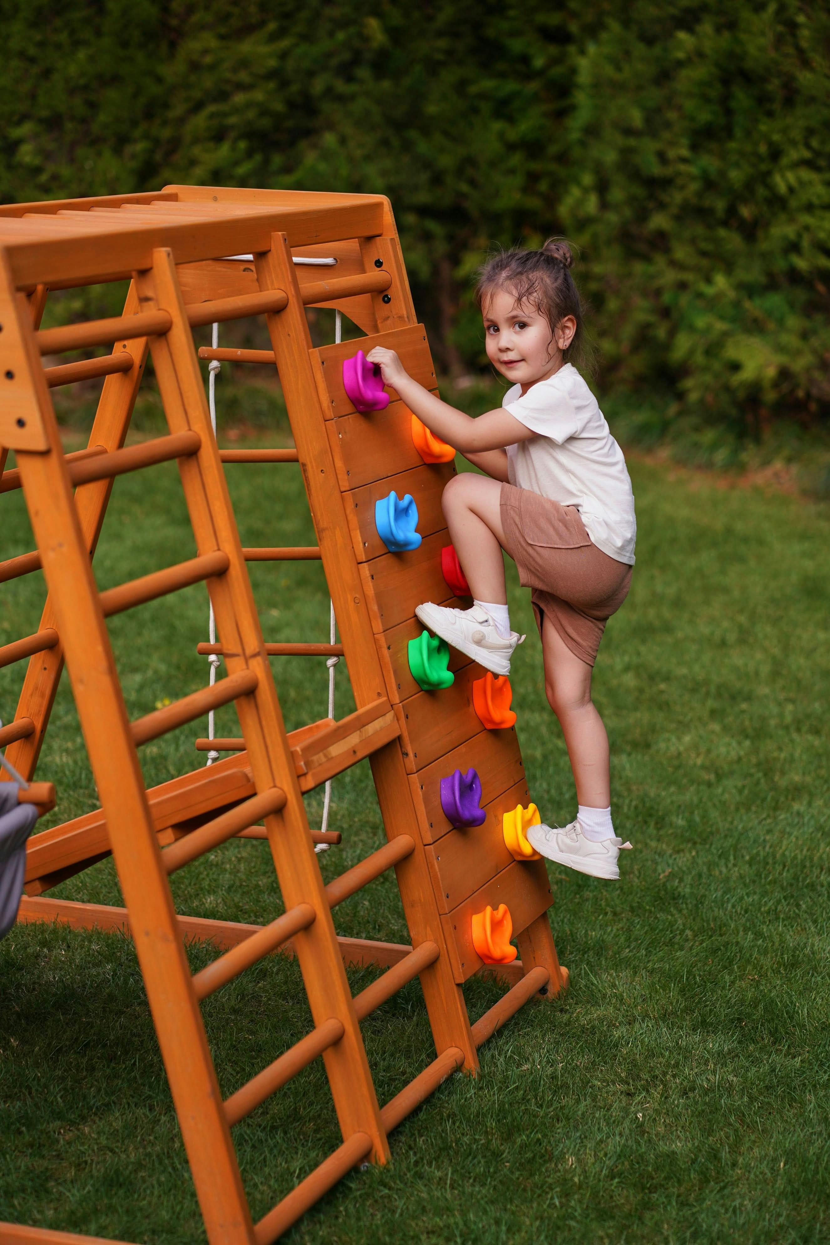 Magnolia 7-in-1 Real Wood Playset | Indoor & Outdoor Climbing Gym for Kids