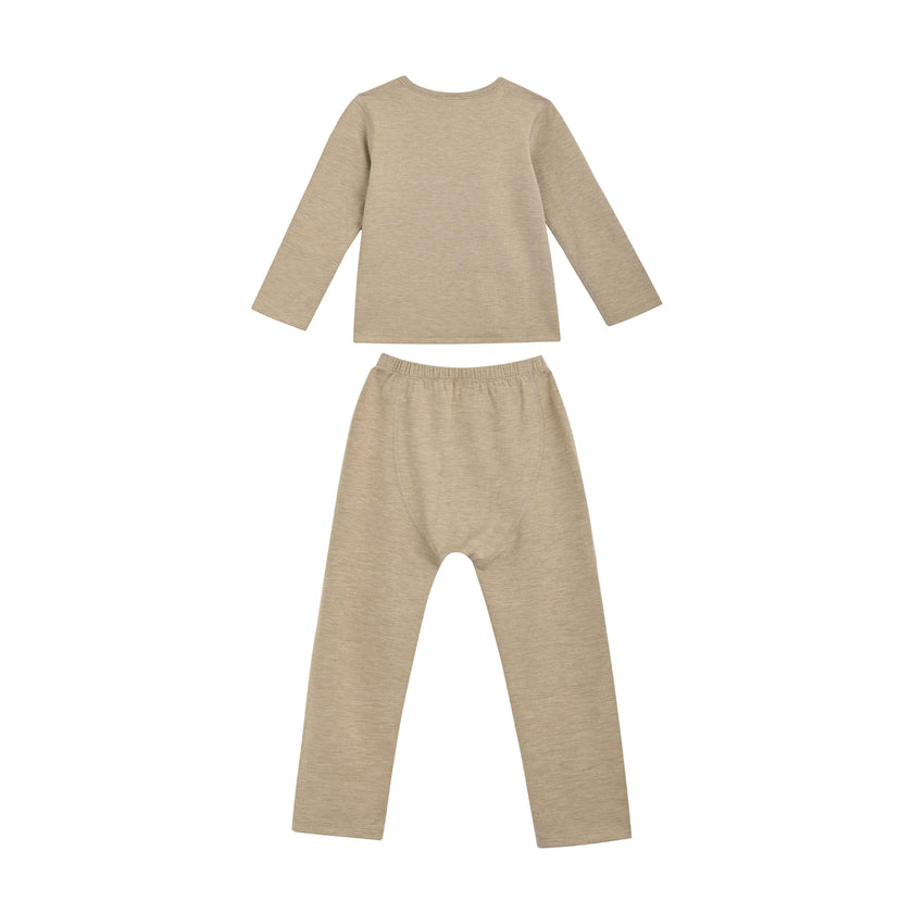 Gray Solid Wool-Blend Pajama Set