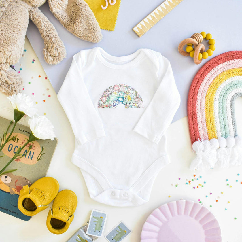 Liberty of London Rainbow Long Sleeve Bodysuit, White
