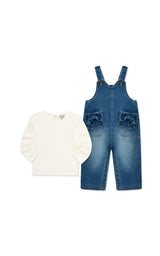 Bow Pocket Overall Set (2T-4T)